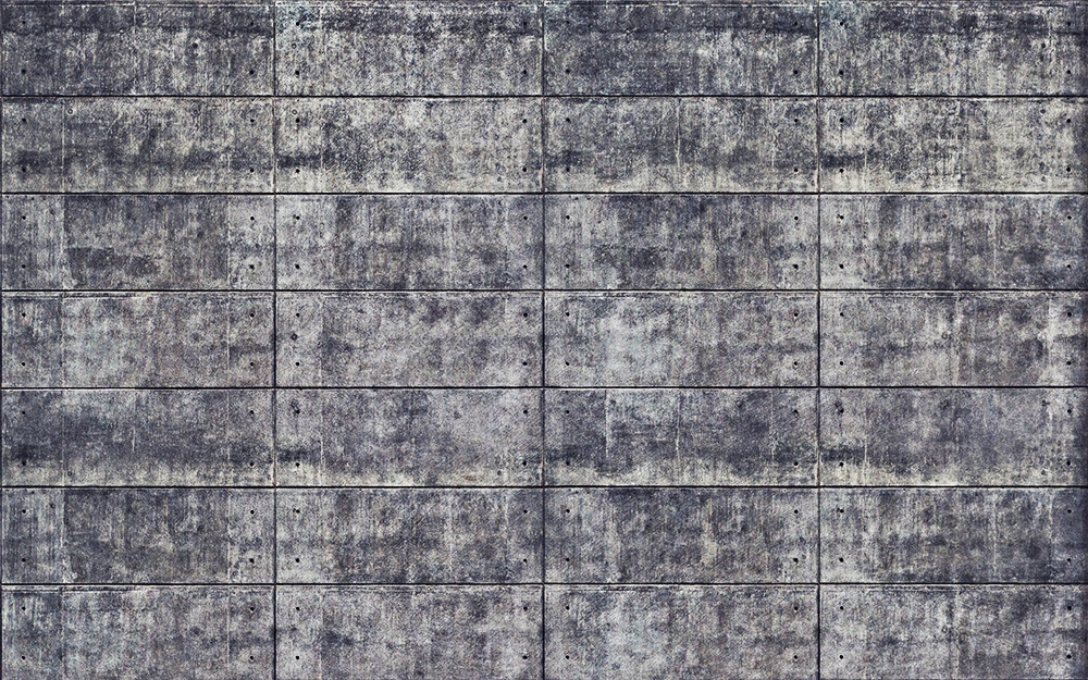 Papier peint photo - Représentation détaillée d'un mur en béton avec des panneaux carrés de couleur grise